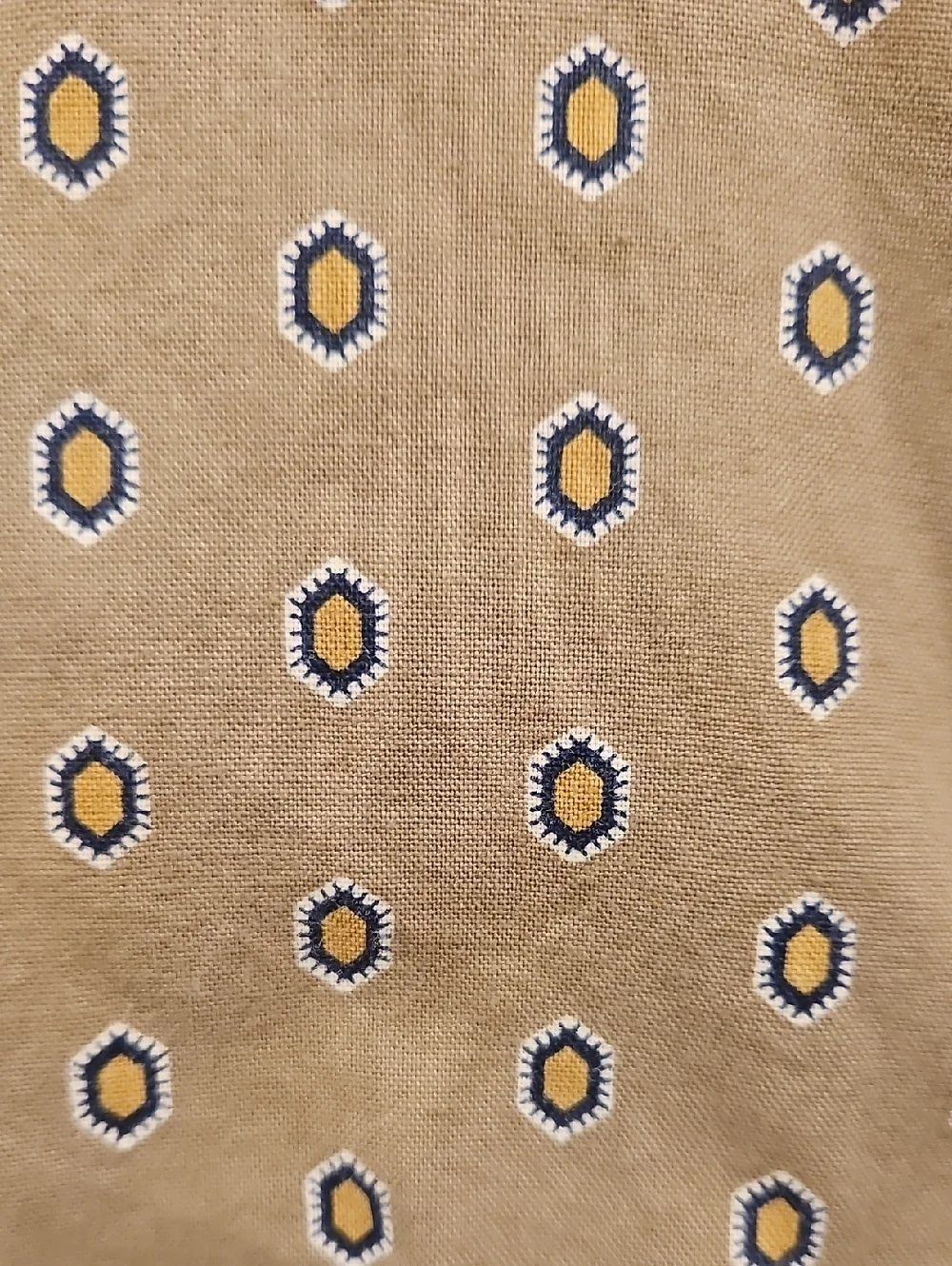 ​J. CREW Slim Fit Button Down Shirt Tan Geometric Medallion Print Size Medium